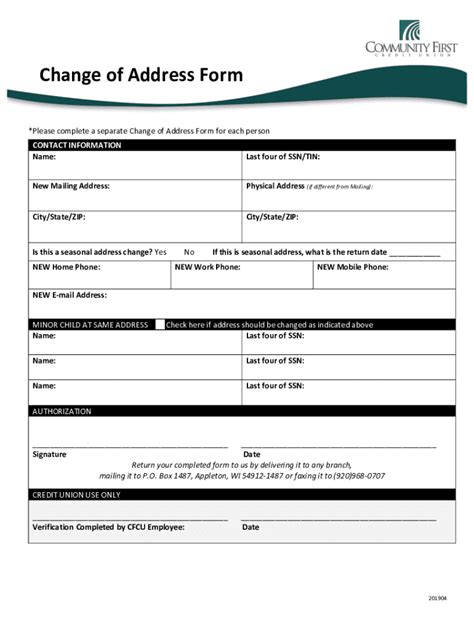 Image result for Change Address Form Printable