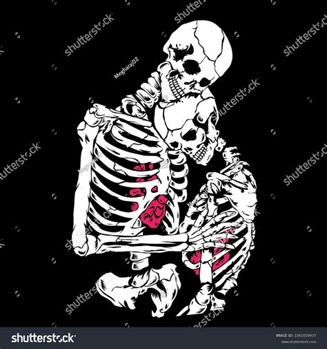 Skeleton Couple Hugging Kissing Vector Skeletons Stock Vector (Royalty ...