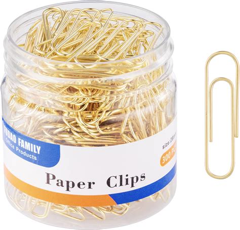 FUDAO FAMILY Paper Clips, 300-Count, Paperclips, Paper Clip, Gold Paper ...