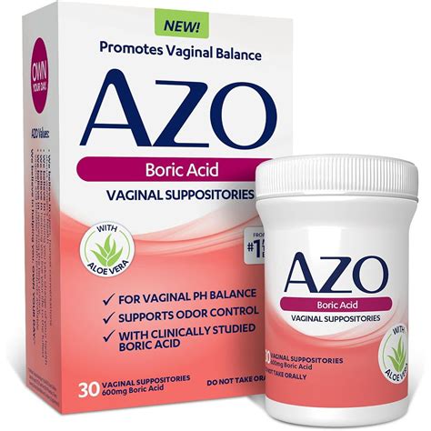 AZO. Boric Acid Vaginal Supposutories 600 mg - 30 supositorios vaginales. - Vitaminas y Mas