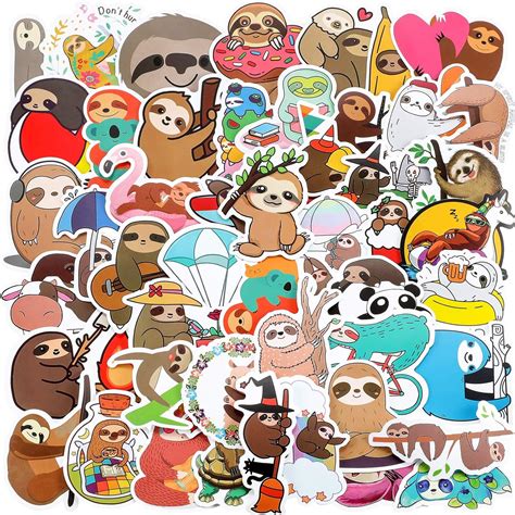 100 Pieces Sloth Stickers for Water Bottles Sloth | Ubuy India
