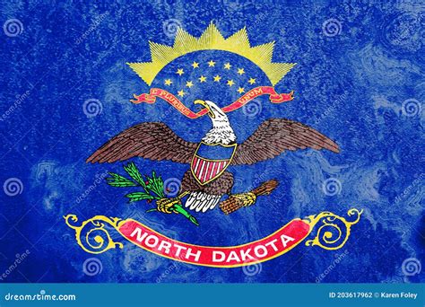 North Dakota State Flag stock photo. Image of decay - 203617962