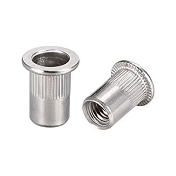 uxcell M8 304 Stainless Steel Rivet Nuts Flat Head Insert Nutsert 30 ...
