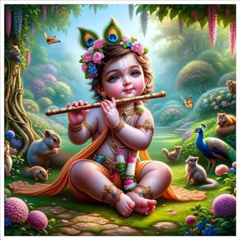 V2H Beautiful Baby Krishna God Wall Poster for Pooja Room, Sport, Kids ...