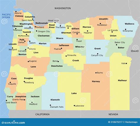 Oregon County Map With 36 Counties Cartoon Vector | CartoonDealer.com ...