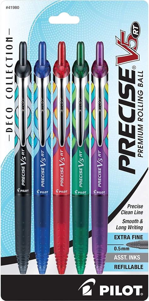 PILOT Precise V5 RT Deco Collection Retractable Rolling Ball Pens ...