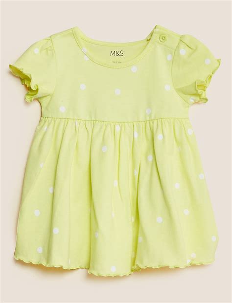 Buy Pure Cotton Polka Dot Dress (0-3 Yrs) at Marks & Spencer