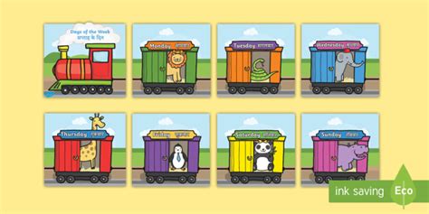 Days of the Week on Trains A4 Display Posters English/Hindi