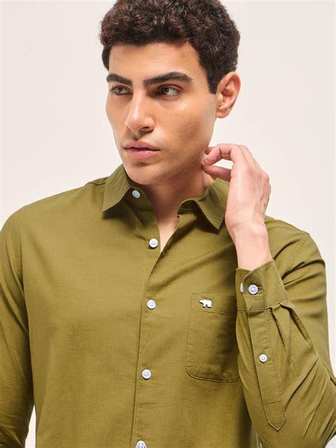 Shop Mustard Cotton Linen Slim Fit Solid Casual Shirt Online ...