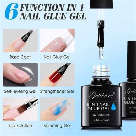 Gelike EC 6 in 1 Nail Glue Gel - Long Lasting UV Extension Glue for ...