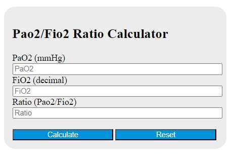 Image result for PaO2 FiO2 Ratio