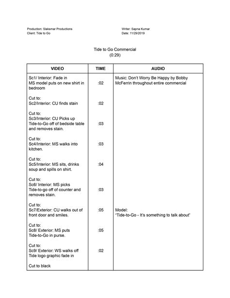 Image result for Commercial Script Samples