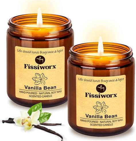 Amazon.com: Fissiworx Vanilla Scented Candle Set 2 Pack, Candle for ...