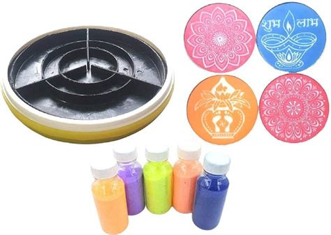 Vital Creations Plastic Rangoli Magic Stamp, Rangoli Stencils, Colour ...