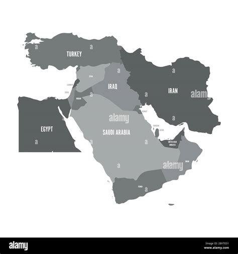 Map Of Middle East Grey