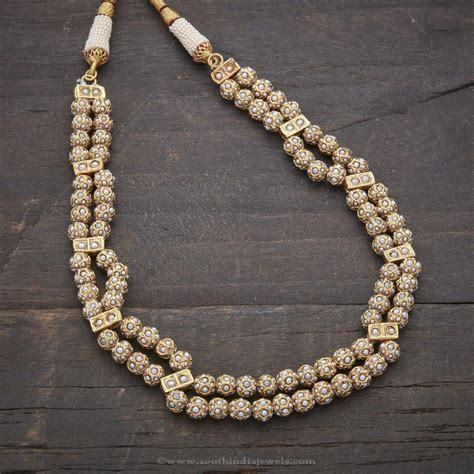 Designer Antique Pearl Necklace - South India Jewels