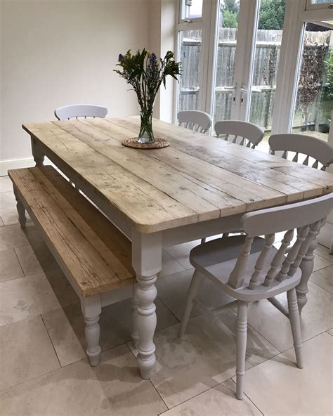 Farmhouse Dining Room Set With Bench Large Oak Table Resume | Nostos ...