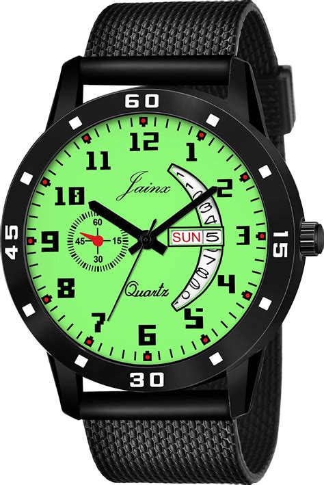 jainx Radium Dial Black Silicone Strap Analog Wrist Watch for Men ...