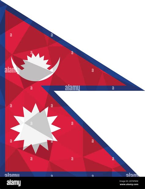 Low poly Nepal flag vector illustration. Triangular Nepalese flag graphic. Nepal country flag is ...