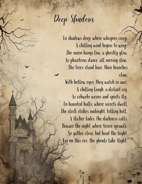 Deep Shadows Printable Poem - Etsy | Creepy poems, Gothic poems, Poems