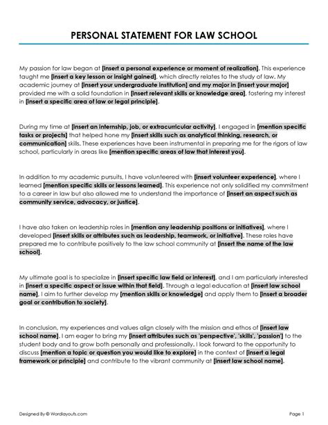 Personal Statement for Masters Template - WordLayouts