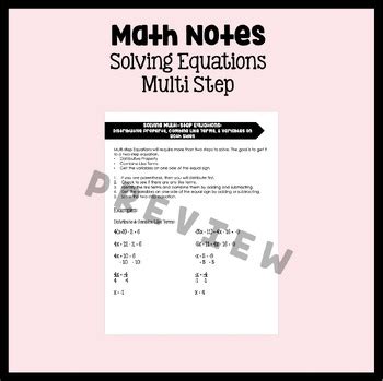 Image result for Solving Multi-Step Equations Notes.pdf