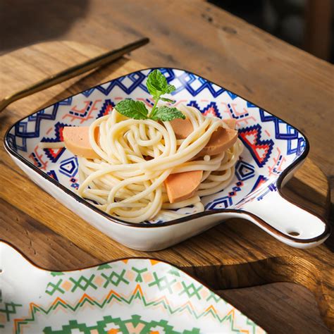 Mandala Blue Square Snack Plate With Handle Online - Premium Platter ...