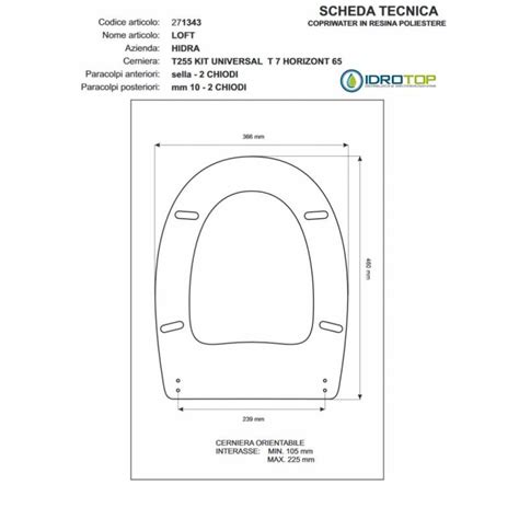 Copriwater Per Wc Sospeso HIDRA MY TERRA - Termoindurente Bianco, Cerniera Inox, Opzione Soft Close, Made In Italy