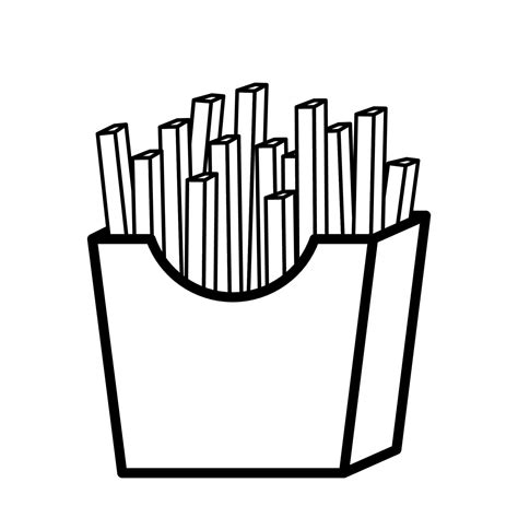 Black and White French Fries Potatoes Vector Fast Food Icon Clipart in ...