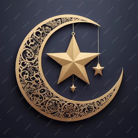 Premium Photo | Islamic new year decoration with islamic moon and star ...