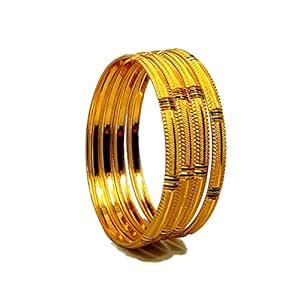 Buy IKIA Set of 4 Pieces 1 Gram Gold Plated Traditional Meena Churi ...