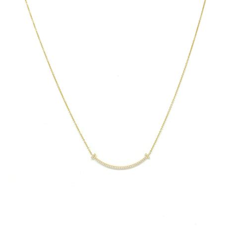 Tiffany & Co. K18PG T Smile Necklace Diamond 2.3g | eLady.com