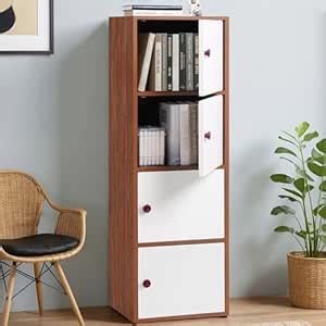 ABOUT SPACE Wooden Book Rack - 4 Tier Storage Cabinet for Living Room ...