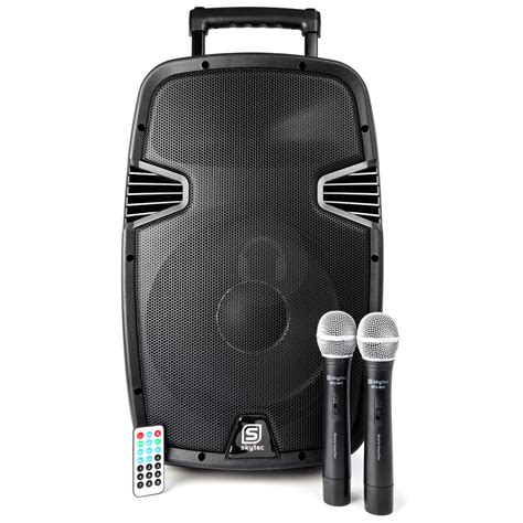 15" Fitness Gym Powered Speaker Portable PA System Battery & Microphone ...