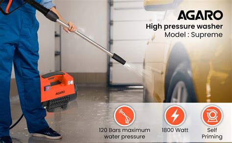 AGARO Supreme High Pressure Washer, 1800 Watts, 120 Bars, 6.5L/Min Flow ...
