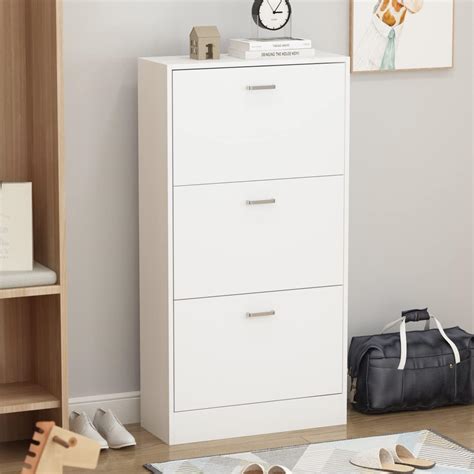 Buy FUFU&GAGA Shoe Cabinet with 3 Flip Drawers for Entryway, Modern ...