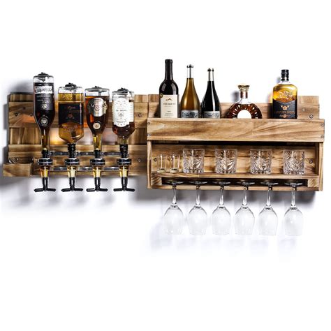 Amazon.com: Homde Wine Rack Wall Mounted Wood Wine Shelf with Bottle ...