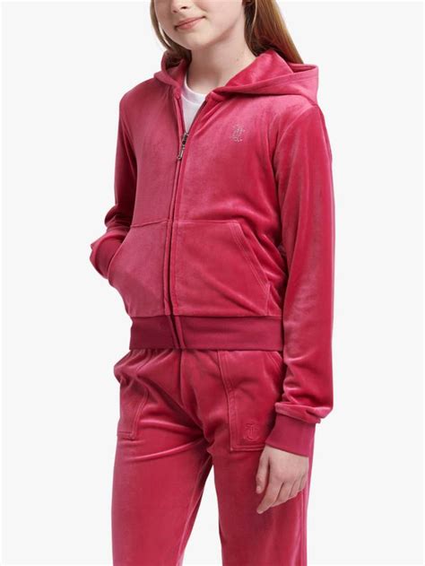 Juicy Couture Kids' Mini Diamante Zip Hoodie, Sangria