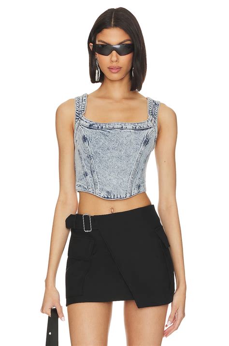 ALLSAINTS Charli Corset Top in Mid Indigo Blue | REVOLVE