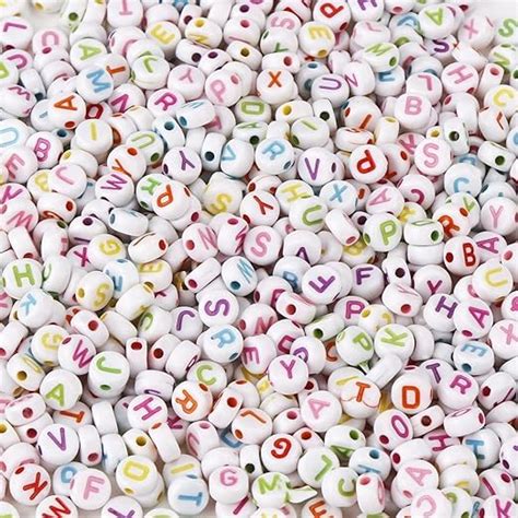 Acrylic Round Alphabet Beads,DIY Bracelet Necklace Letter Beads ...