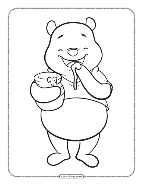Pooh Bear Likes to Eat Honey Coloring Page