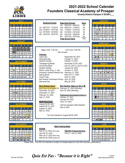 Our School Calendar... - Founders Classical Academy - Prosper | Facebook