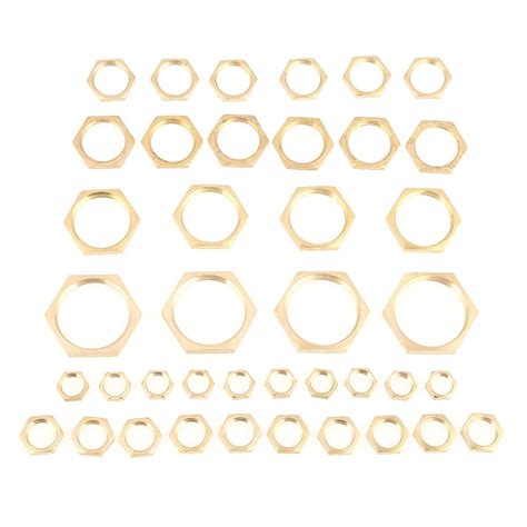 Brass Lock Nut Assortment 40pcs Assorted G1/8 G1/4 G3/8 G1/2 G3/4 G1 ...