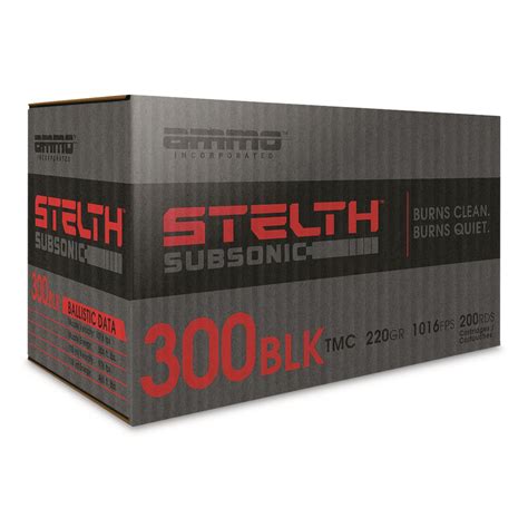 Ammo Inc. Stelth Subsonic, .300 AAC Blackout, TMC, 220 Grain, 20 Rounds ...