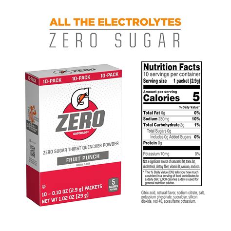 Buy Gatorade G Zero Powder, Fruit Punch, 0.10oz Packets, Makes 20 ...