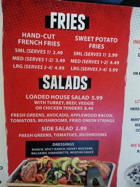 Menu at MOOYAH restaurant, College Station
