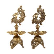 Buy Superfine 14-Inch Brass Peacock Lamp - Budhshiv.com