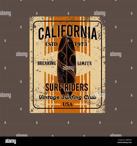 Vintage Surf board grunge Poster vector Illustration t-shirt print ...
