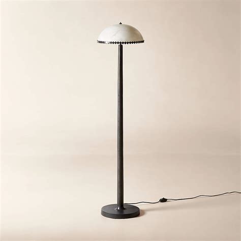 Oceana Black Metal Floor Lamp with Alabaster Shade | CB2 Canada