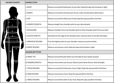 Measurements For Fitting Costume Size Chart And Measurement Guide
